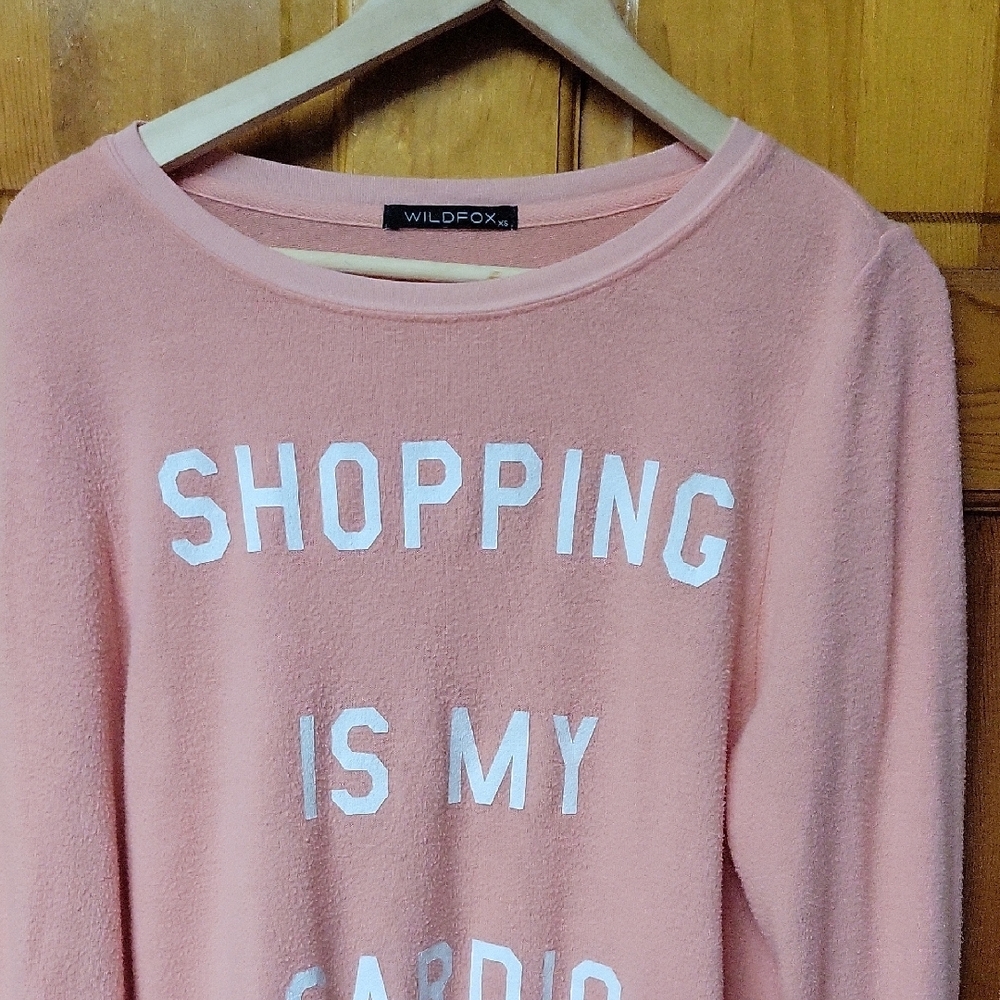 Pink Women's jumper - Wildfox - Shopping is my Cardio size xs - Picture 2 of 4